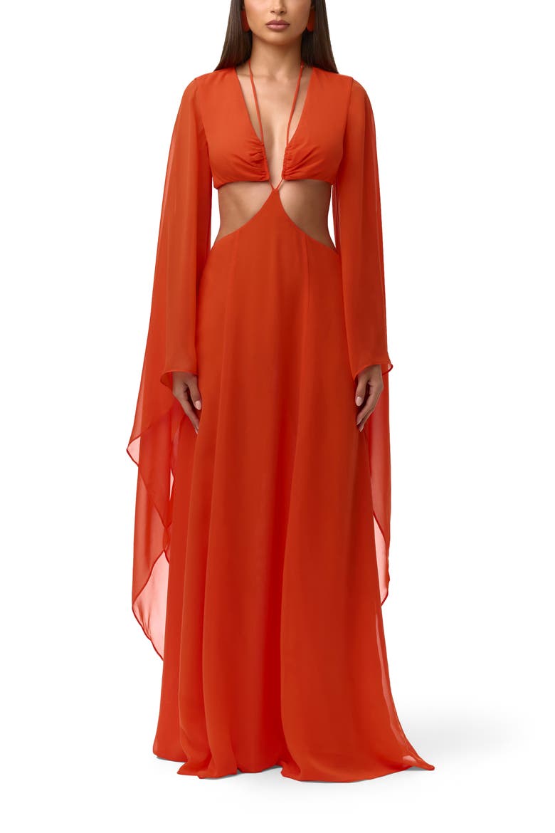 Cutout Maxi Dress, Main, color, TANGERINE