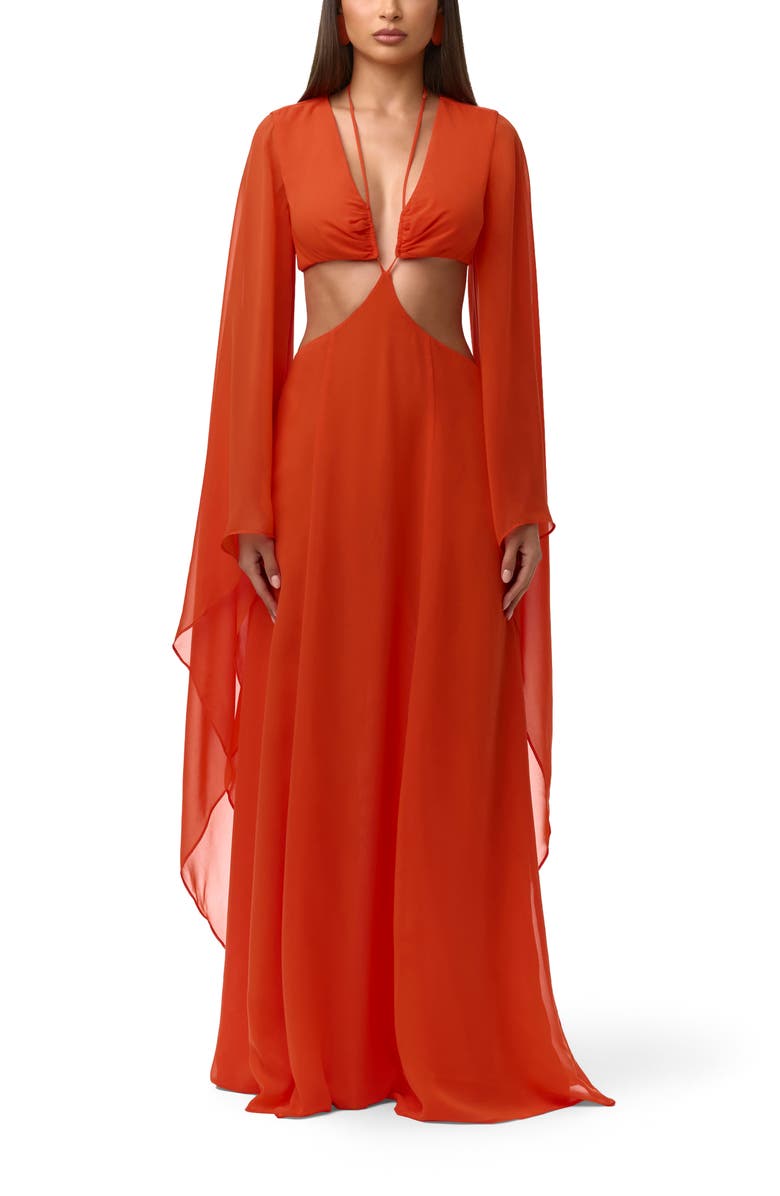 Naked Wardrobe Cutout Maxi Dress, Main, color, Tangerine