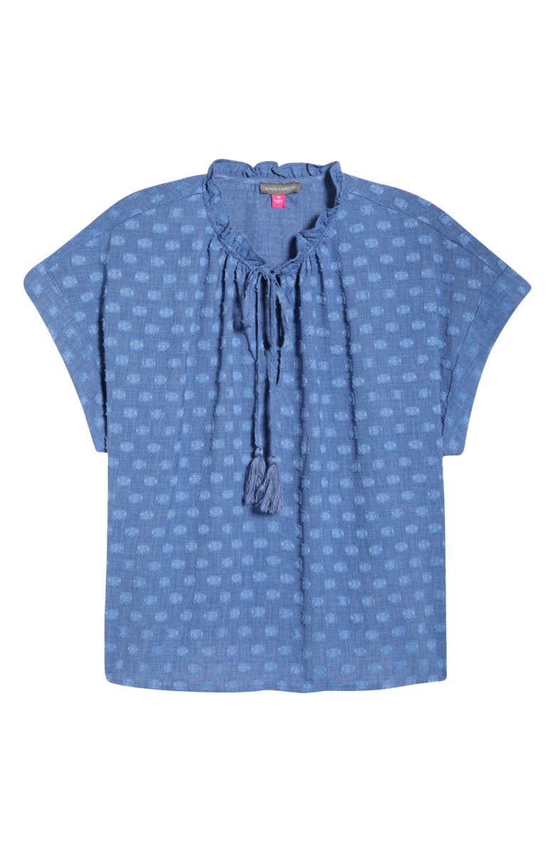 Vince Camuto Textured Tie Neck Top, Main, color, Classic Indigo