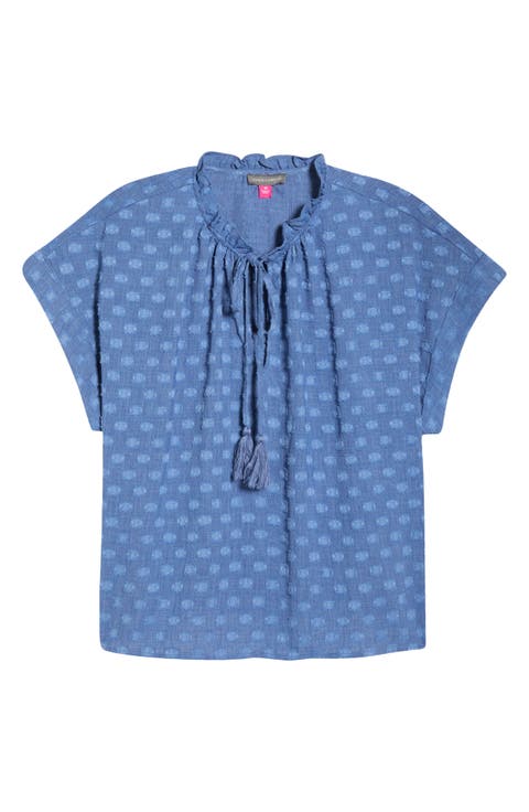 Textured Tie Neck Top (Regular & Petite)