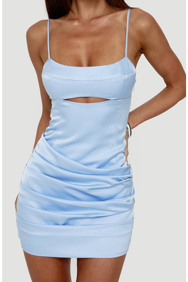 Donnarose Draped Satin Minidress, Alternate, color, BLUE