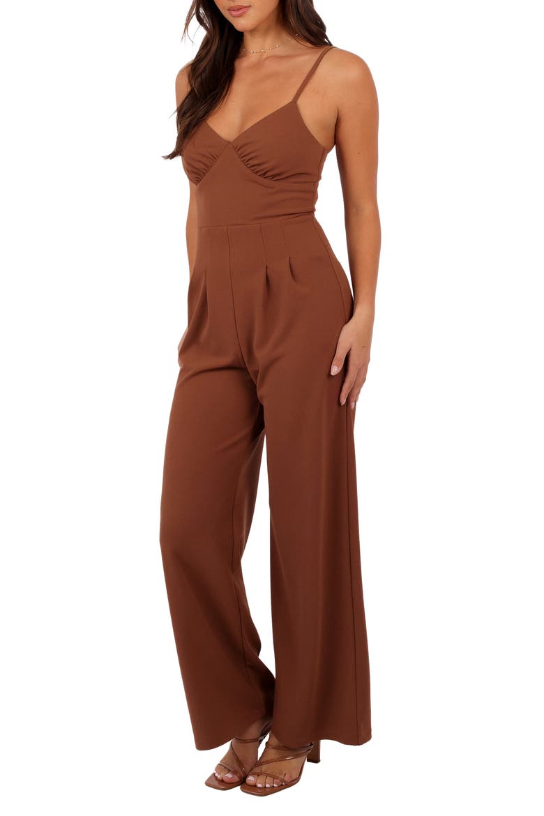 Maelle Stretch Crepe Jumpsuit, Alternate, color, BANKSIA BROWN