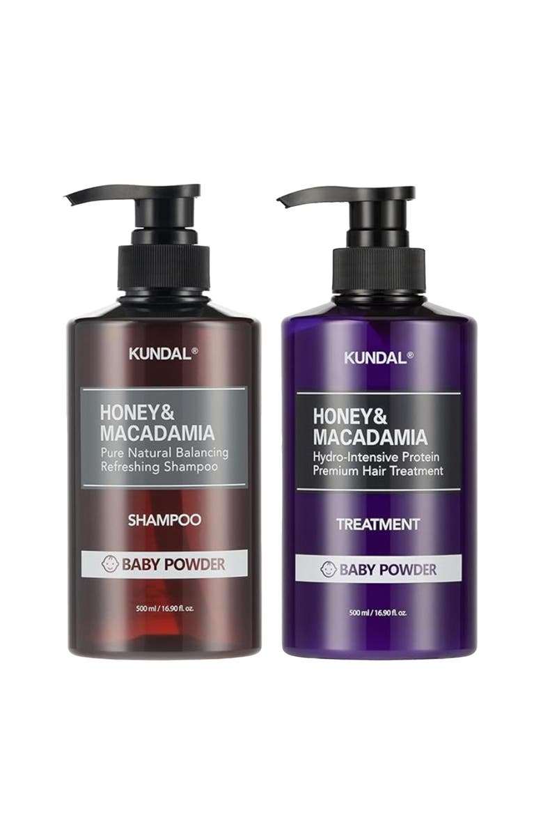 KUNDAL Honey & Macadamia Shampoo & Conditioner Set Baby Powder, Main, color, Dark Tones Of Brown