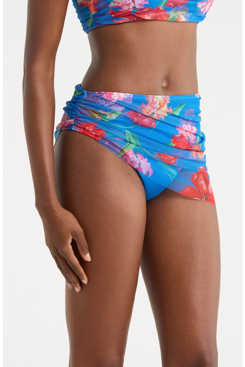 Mazina Skirted Bikini Bottoms, Alternate, color, WATERCOLOR ROCOCO BLUE/RED
