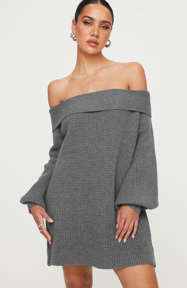 Princess Polly Deya Off the Shoulder Long Sleeve Minidress, Alternate, color, 