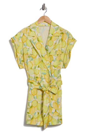 Avec Les Filles Tie Waist Romper In Yellow
