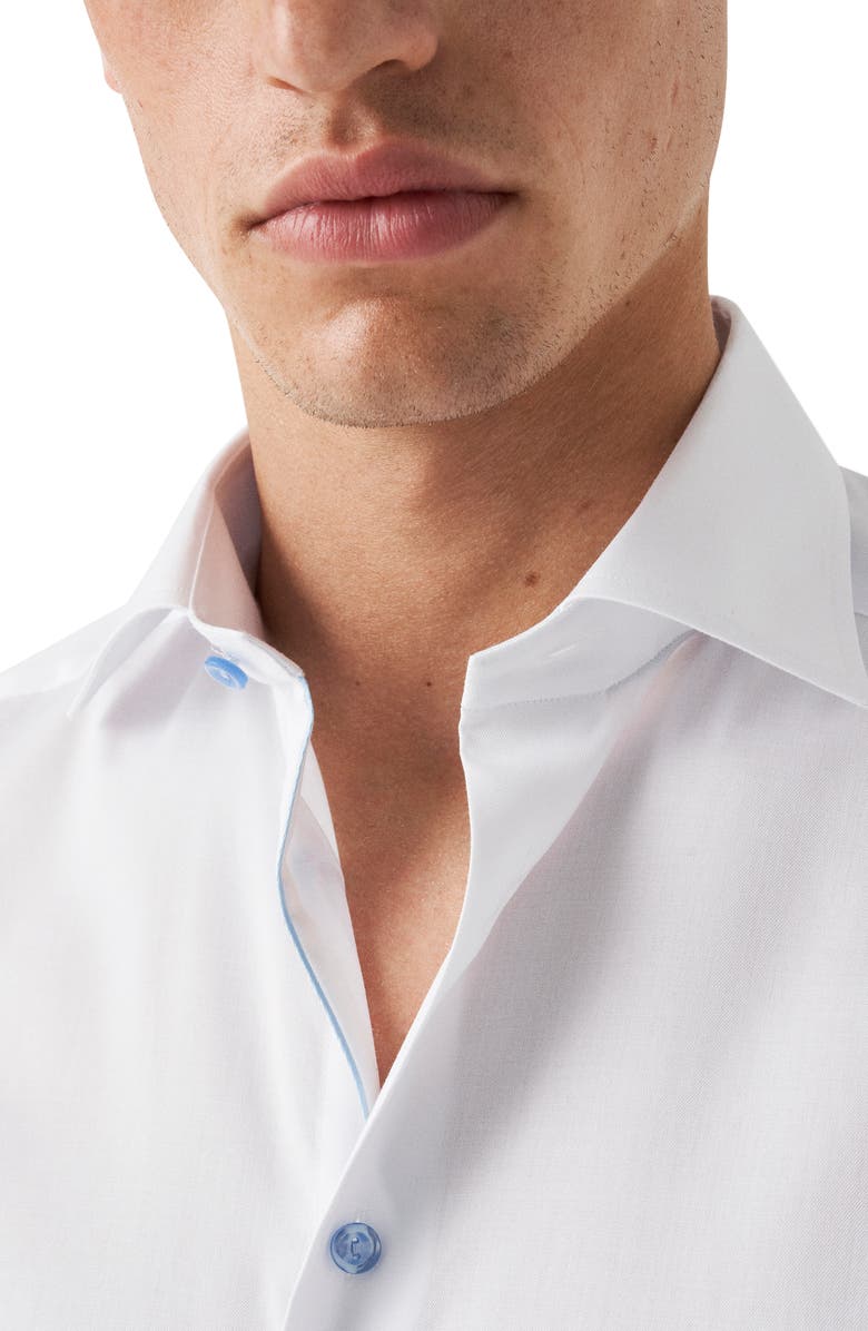 Eton Signature Contemporary Fit Cotton Twill Dress Shirt, Alternate, color, White/ Light Blue
