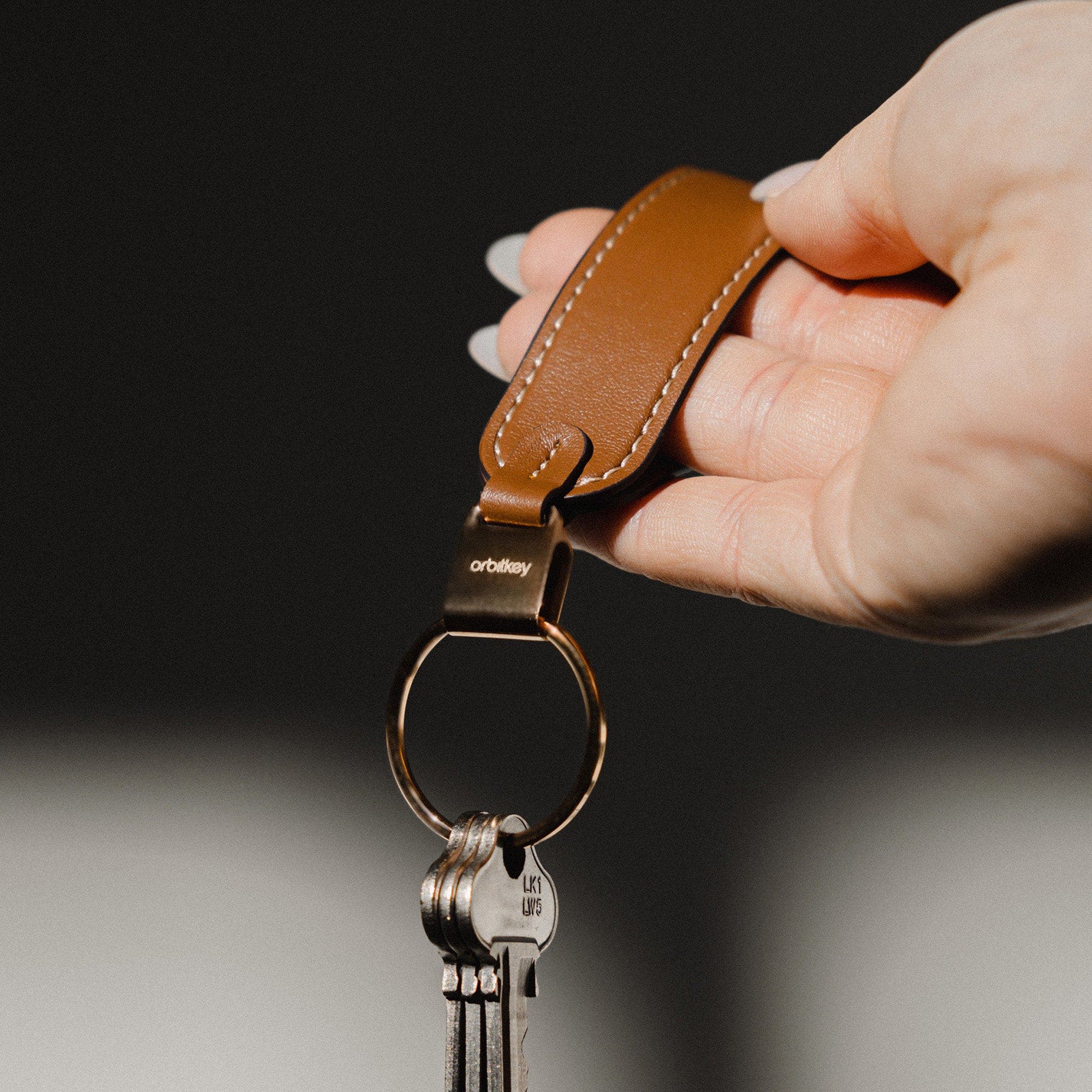 Orbitkey Leather Loop Keychain, Alternate, color, Caramel