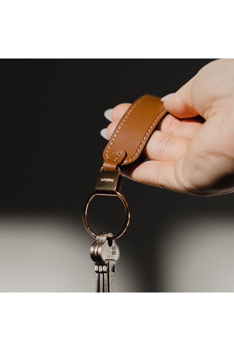 Leather Loop Keychain, Alternate, color, Caramel