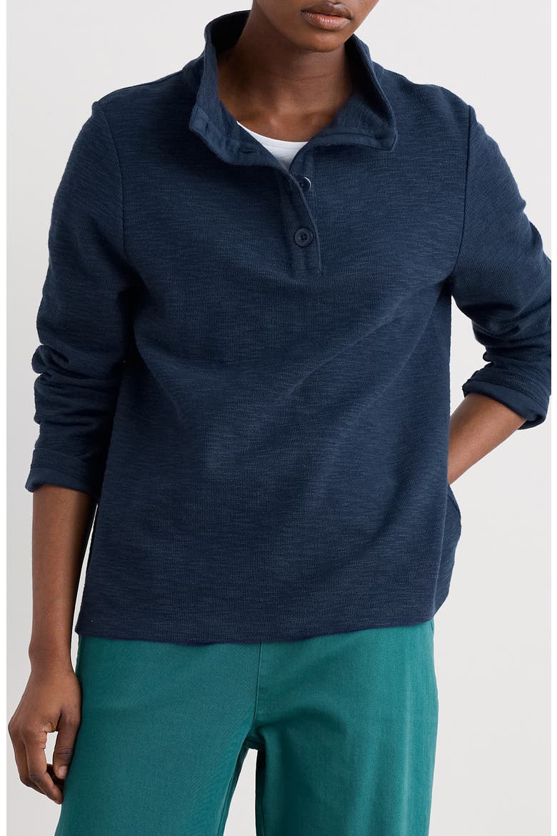 Last Boat Organic Cotton Half Placket Sweatshirt, Main, color, MARITIME