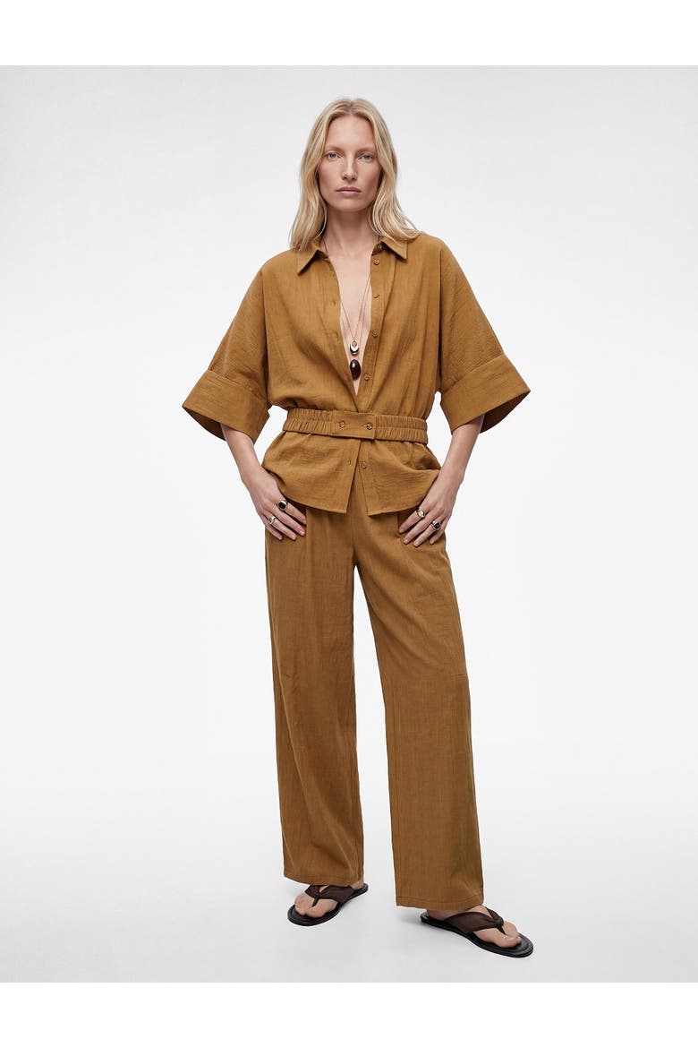 Pleated Wide Leg Trousers with Pocket, Main, color, KHAKI