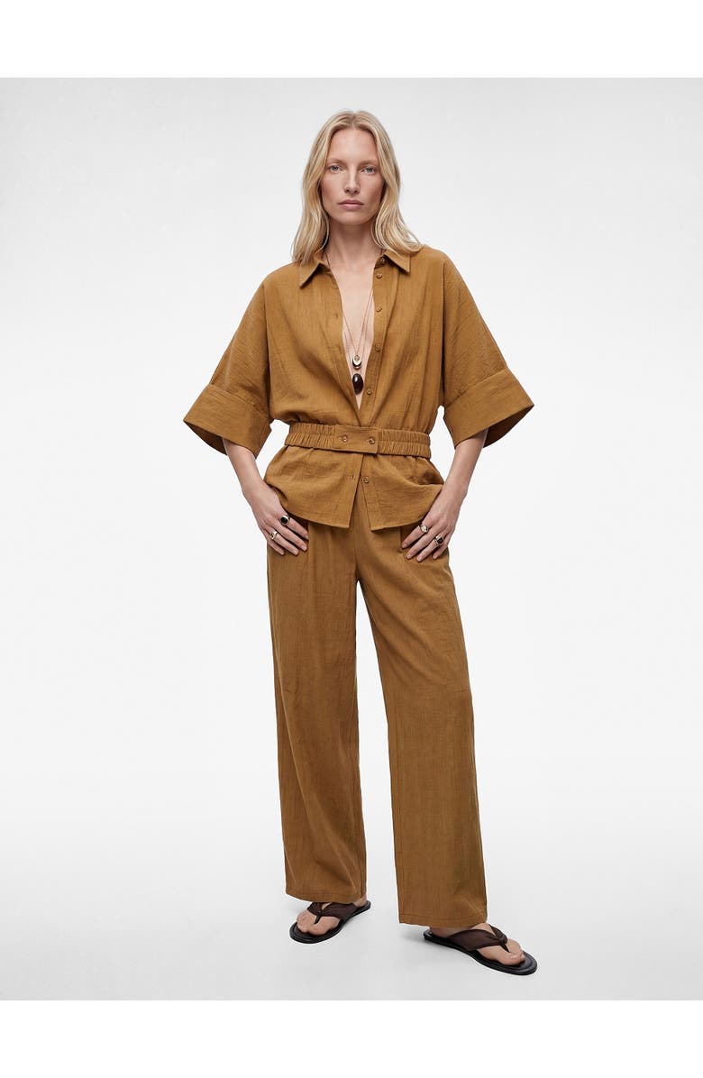 Koton Pleated Wide Leg Trousers with Pocket, Main, color, Khaki