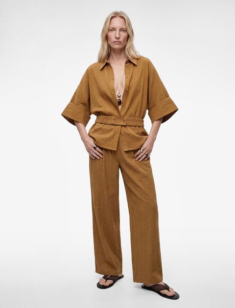 Pleated Wide Leg Trousers with Pocket