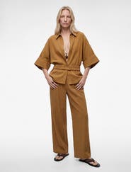 Koton Pleated Wide Leg Trousers with Pocket