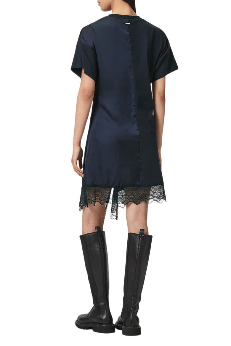 Lana Mixed Media Lace Trim T-Shirt Minidress, Alternate, color, MIDNIGHT BLUE