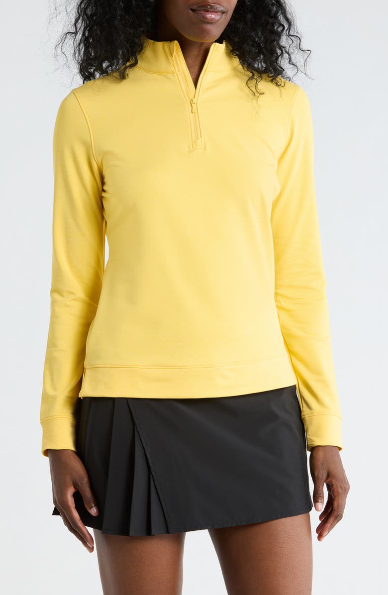 Peter Millar Melange Performance Quarter Zip Pullover, Main, color, Lemon Drop