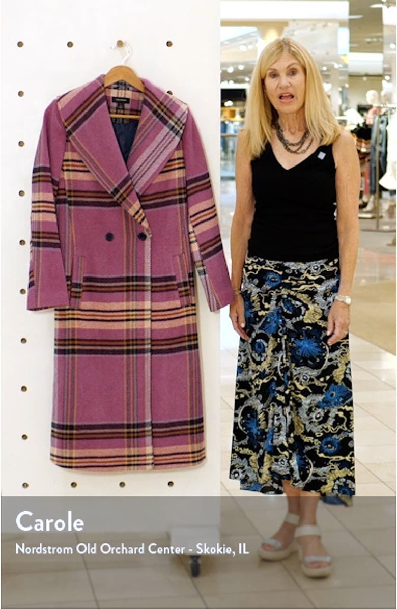 Plaid Shawl Collar Double Breasted Coat, sales video thumbnail