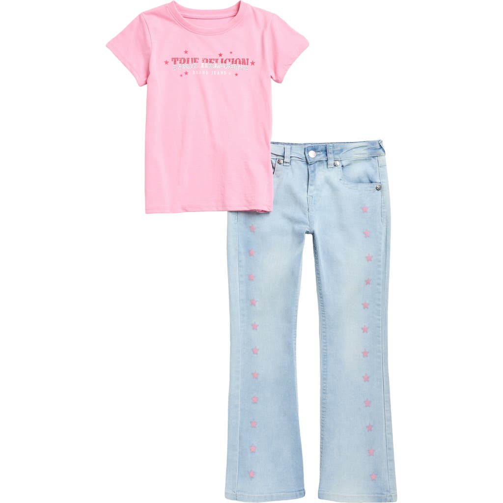 True Religion Kids' Logo T-shirt & Flare Jeans Set In Multi
