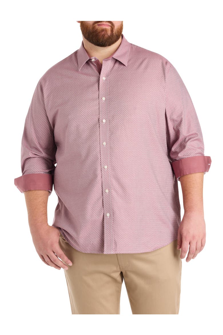 Big & Tall Diamond Print Sport Shirt V2, Main, color, ROSE BROWN