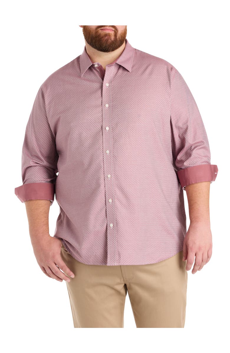 Synrgy by DXL Big & Tall Diamond Print Sport Shirt V2, Main, color, Rose Brown