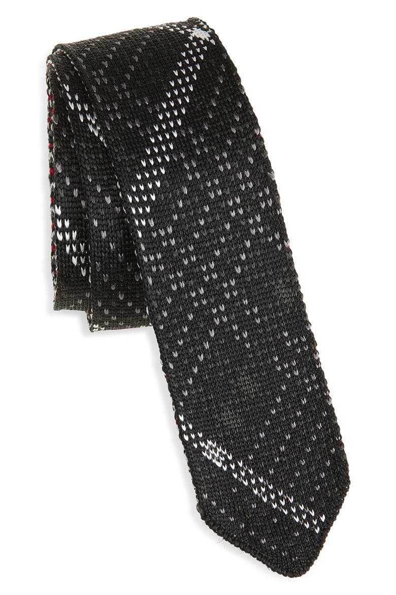 Silk Jacquard Tie, Main, color, BLACK