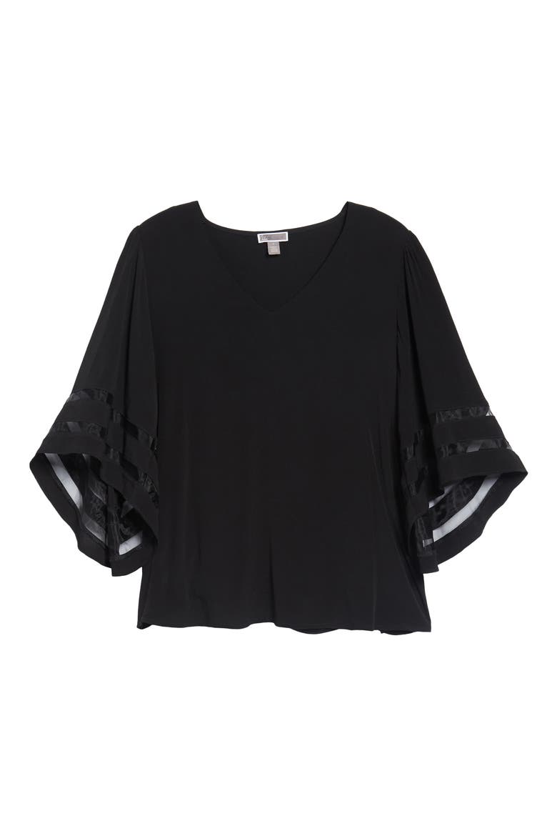 Illusion Sleeve Top, Alternate, color, BLACK