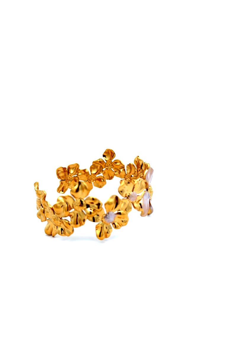 Floral Bangle Bracelet, Alternate, color, Gold Floral