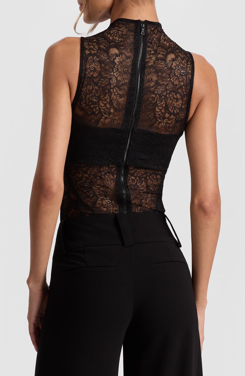 Alice + Olivia Nichol Lace Bodysuit, Alternate, color, Black