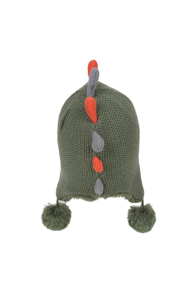Childrens/kids Dragon Faux Fur Lined Hat And Gloves Set, Alternate, color, Green