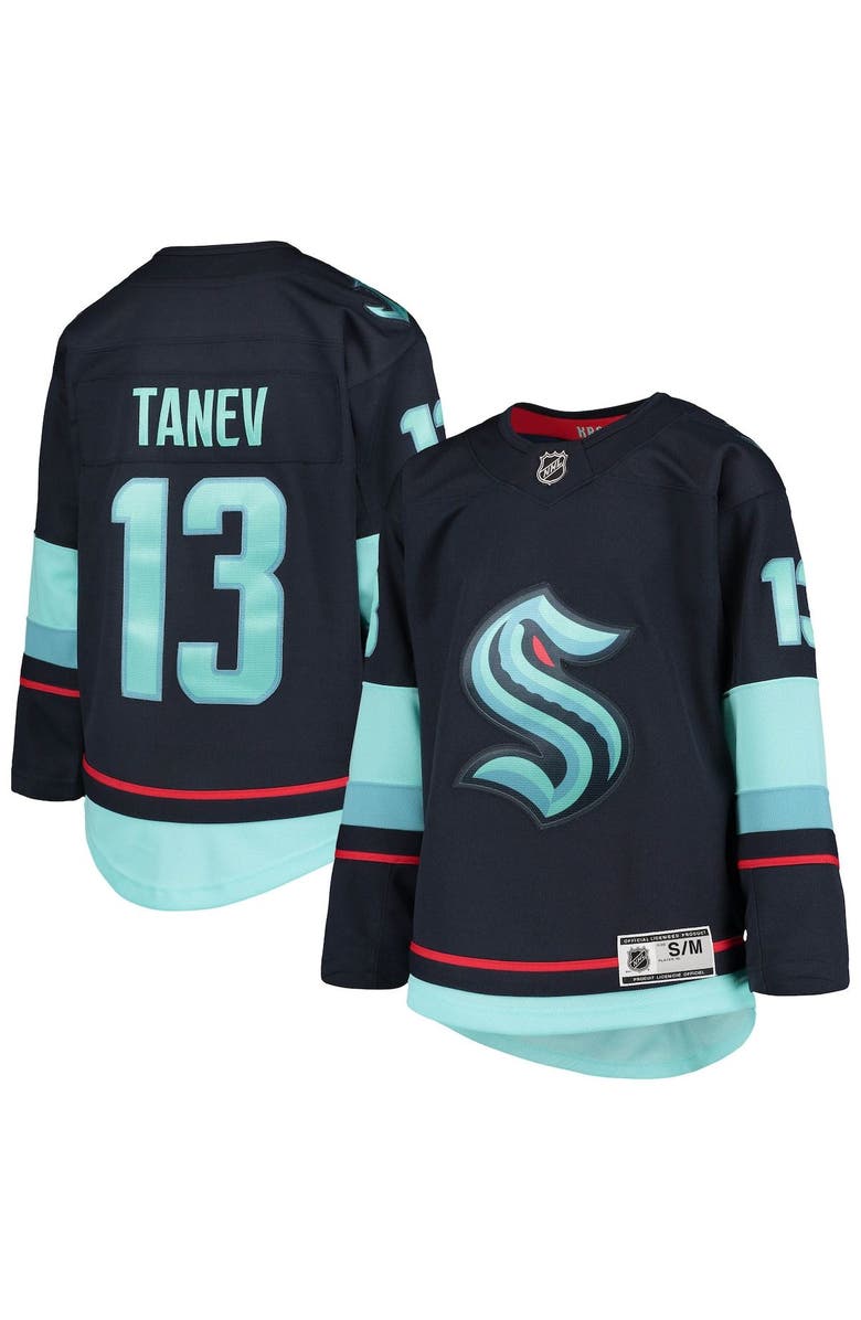 Outerstuff Youth Brandon Tanev Deep Sea Blue Seattle Kraken Home Premier Player Jersey, Main, color,