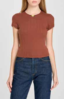 WAYF Anna Pointelle Cotton T-Shirt