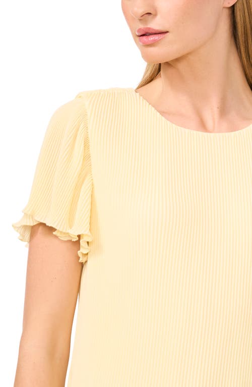 Shop Cece Flutter Sleeve Plissé Top In Lemon Drop