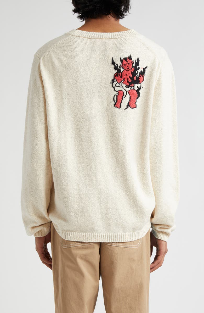 The Elder Statesman Nora Angel Devil Crewneck Cashmere Sweater, Alternate, color, 