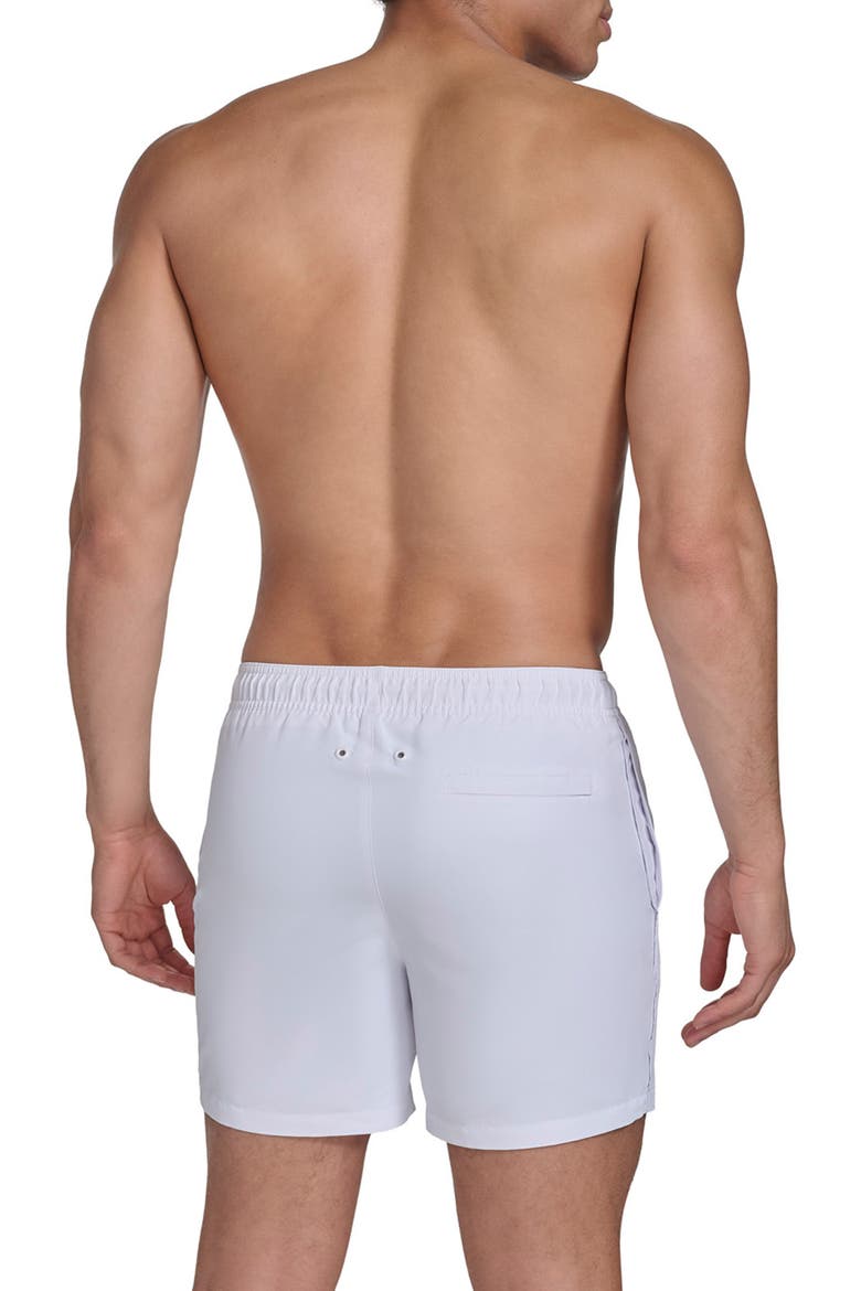 Logo Piping Swim Trunks, Alternate, color, WHITE