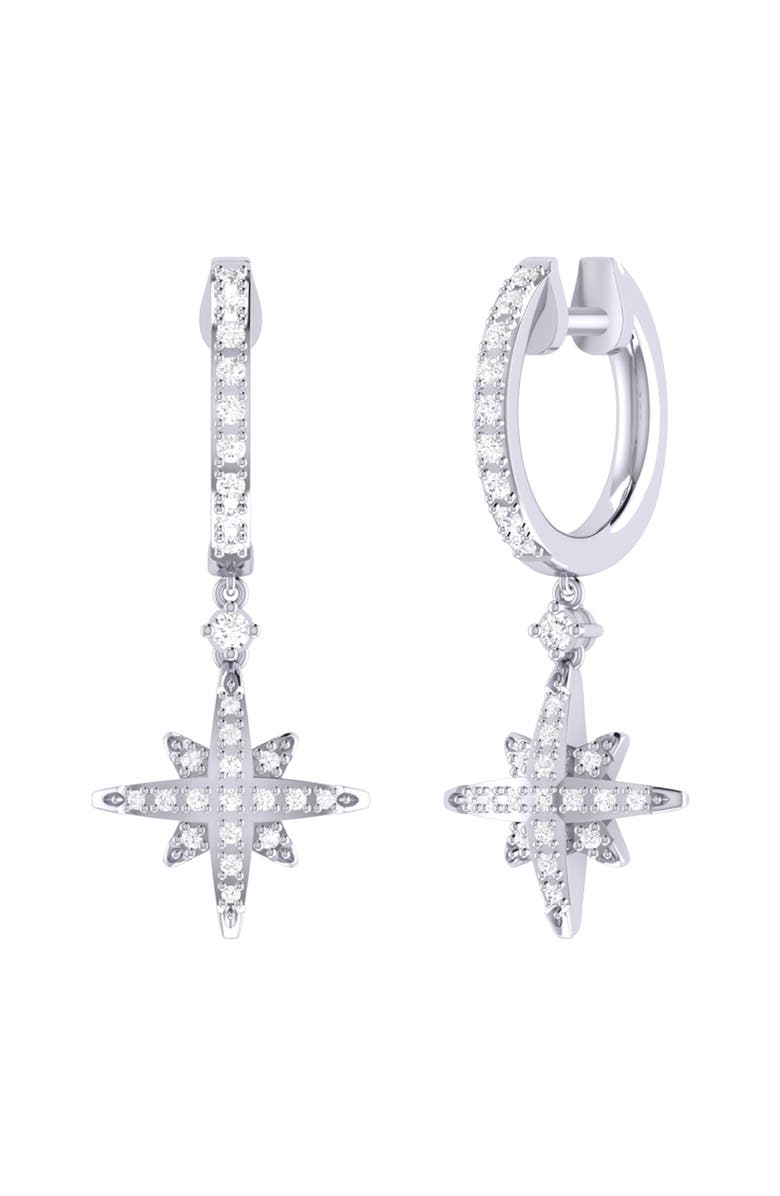 LuvMyJewelry Supernova Sterling Silver Diamond Hoop Earring, Main, color, 