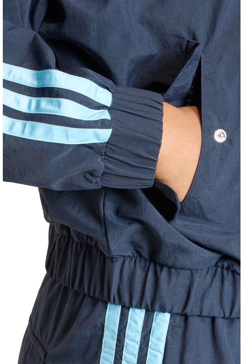 3-Stripes Windbreaker Bomber Jacket, Alternate, color, NIGHT NAVY/ ICEY BLUE