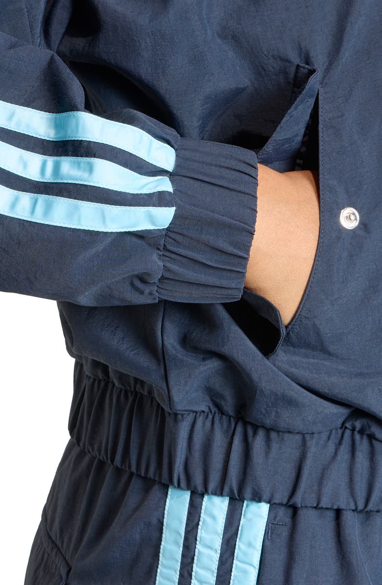 adidas 3-Stripes Windbreaker Bomber Jacket, Alternate, color, Night Navy/ Icey Blue