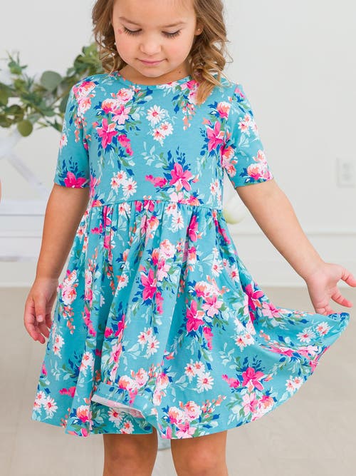 Rufflebutts Girls Knit Short Sleeve Twirl Dress In Multi