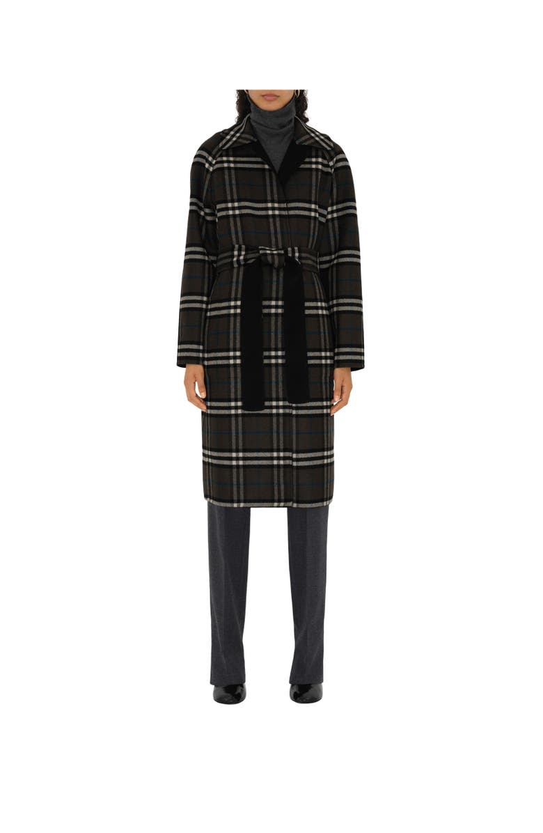 Burberry Reversible Wool Wrap Coat, Alternate, color, Black
