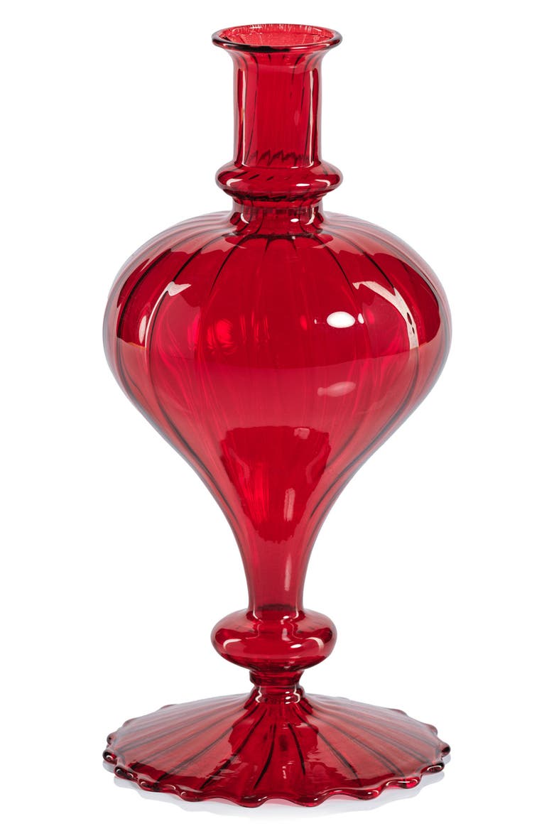 Vellum Set of 2 Spiral Decorative Glass Vases, Main, color, RED