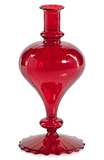 Zodax Vellum Set Of 2 Spiral Decorative Glass Vases In Red