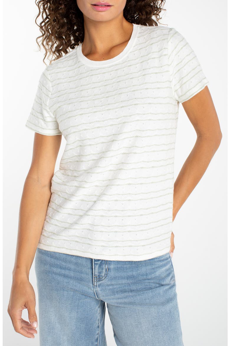 Wavy Jacquard Stripe T-Shirt, Main, color, BNE/ MTCHGRN ST
