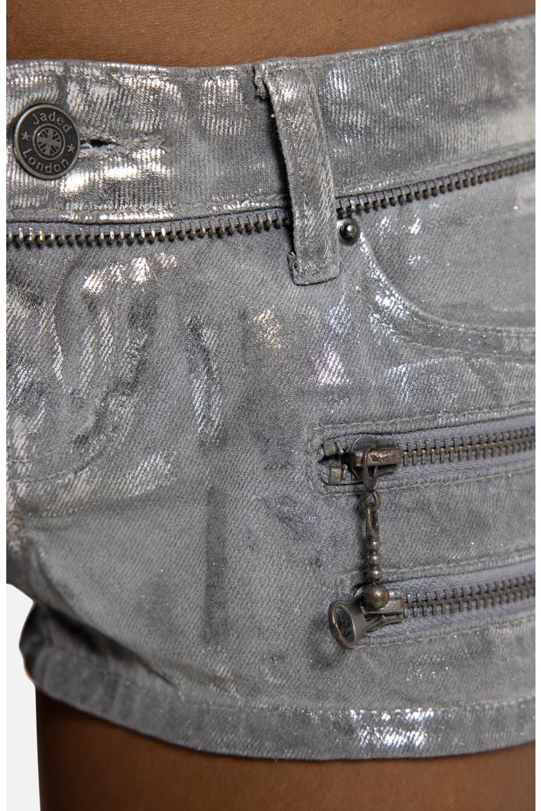 Foil Low Waist Micro Shorts, Alternate, color, GREY