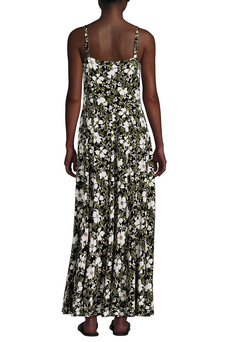Silky Knit Godet Maxi Dress, Alternate, color, Black Floral Blossom