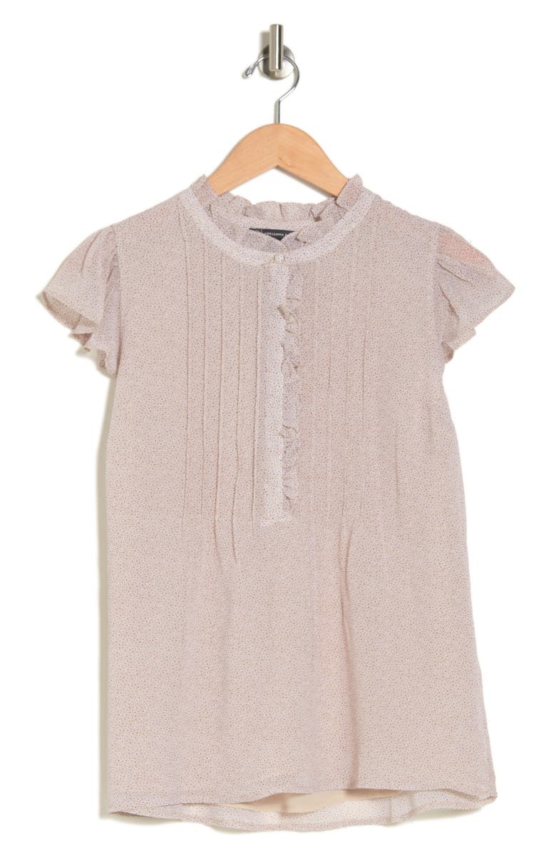 Adrianna Papell Pintuck Flutter Sleeve Blouse, Alternate, color, 