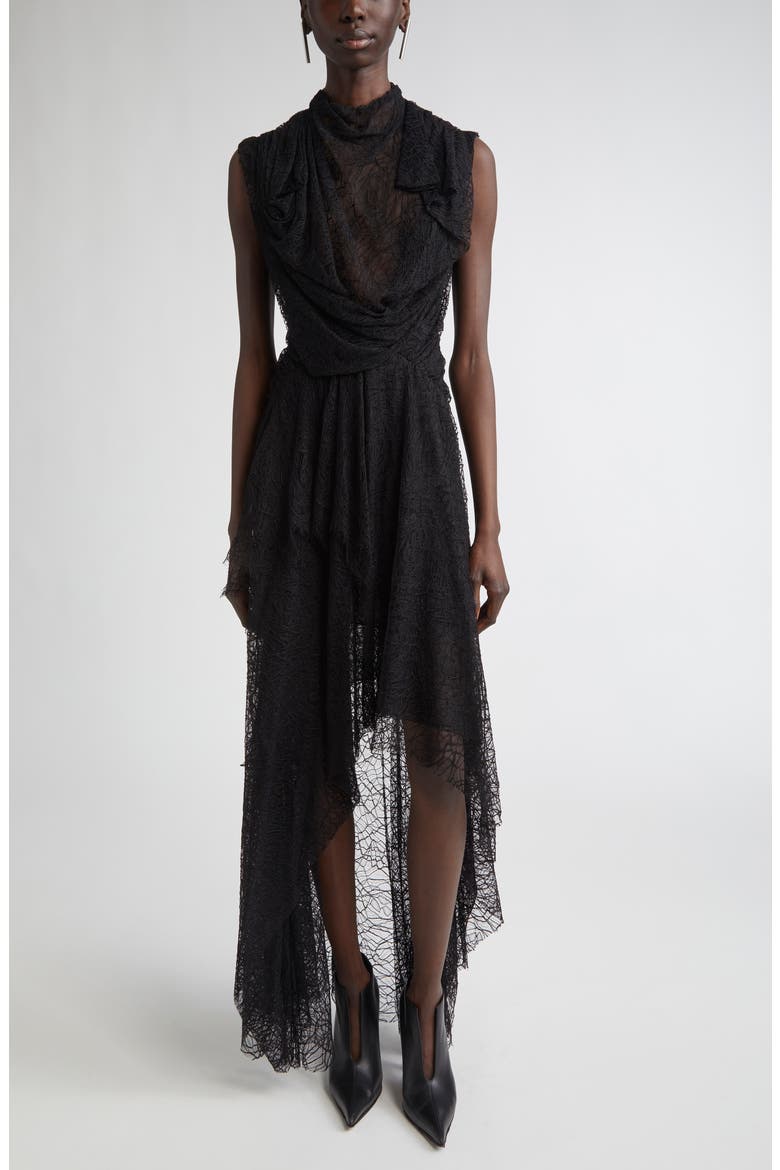 Cobweb Lace Gown, Main, color, BLACK