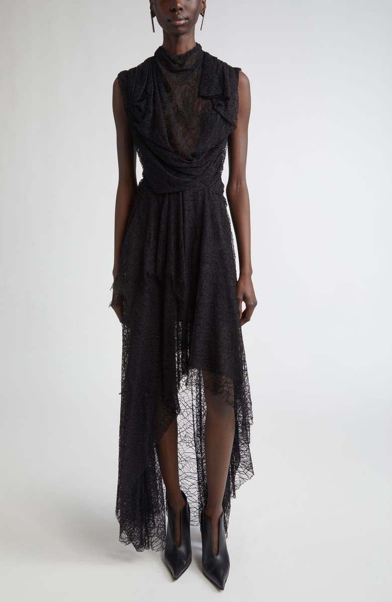 McQueen Cobweb Lace Gown, Main, color, Black