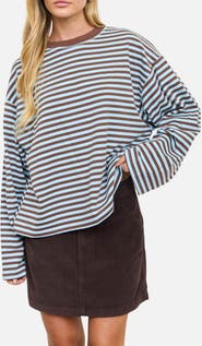 Blu Pepper Striped Long Sleeve Knit Top