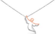 Haus of Brilliance 14K Rose Gold Plated Sterling Silver 1/10 Cttw Diamond Angel Pendant Necklace