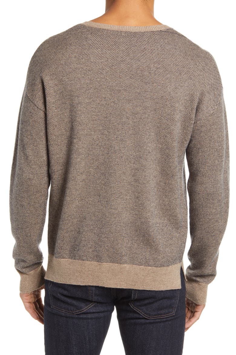 Rune Wool Blend Crewneck Sweater, Alternate, color, FLAX/ NAVY